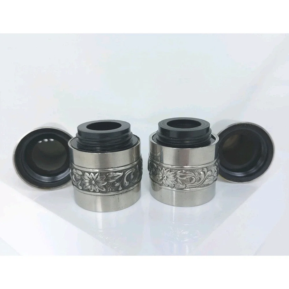 VTG 1970 Stanley Roberts ISC Salt & Pepper Shakers 18-8 Stainless Floral Japan